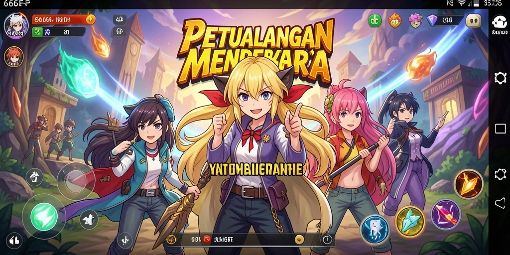 Screenshot menunjukkan aksi seru dalam petualangan Anime di 666F.