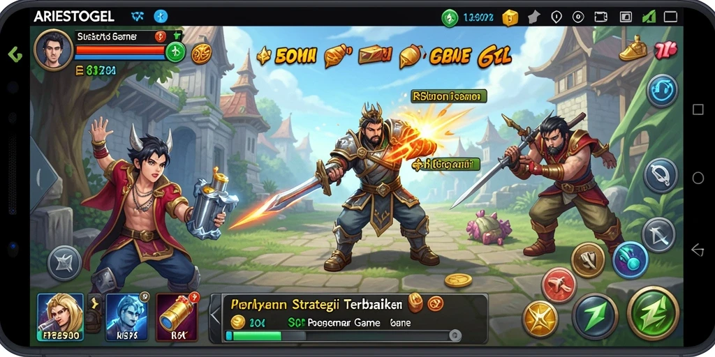 Tampilan gameplay ARIESTOGEL yang mendebarkan dan strategis.
