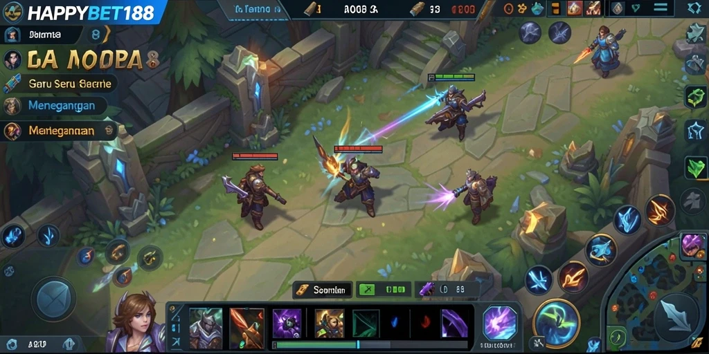 Tampilan seru gameplay <strong>HAPPYBET188</strong> dalam pertempuran tim.