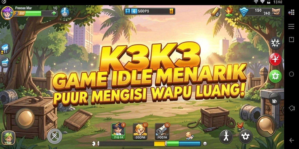 Screenshot gameplay K3K3 yang menampilkan antarmuka Idle yang sederhana.