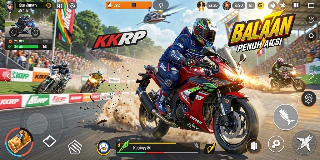 Gameplay KKRP yang mendebarkan dan motor kustomisasi.