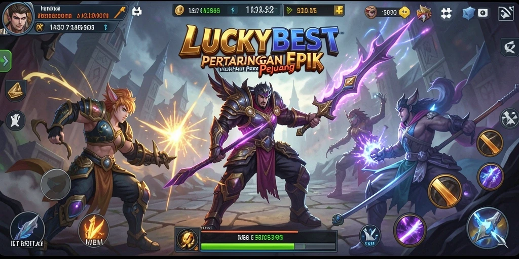 Tampilan gameplay seru dengan pertarungan karakter di LUCKYBEST.