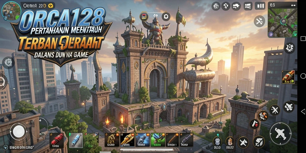 Screenshot utama ORCA128 menunjukkan aksinya yang menegangkan dalam permainan Tower Defense.