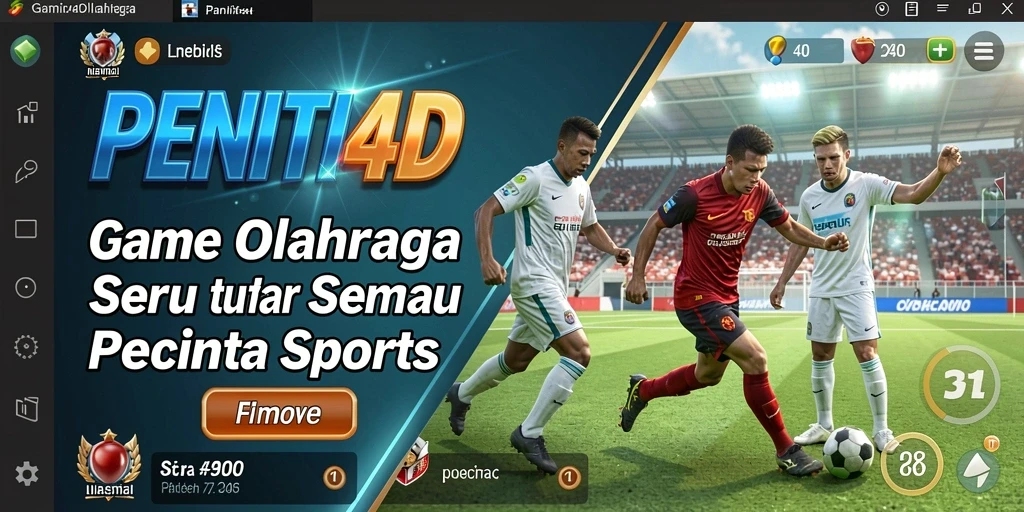 Tampilan dinamis dalam permainan PENITI4D yang menggambarkan aksi olahraga.