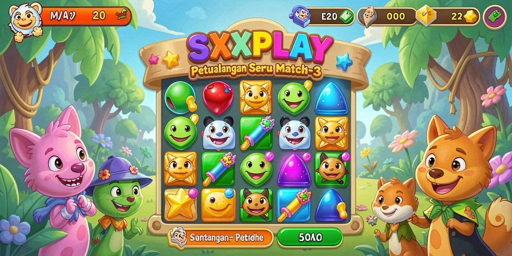Tampilan gameplay seru SXXPLAY yang penuh warna.