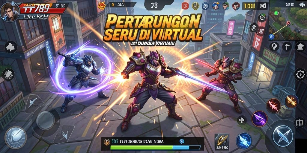 Tampilan screenshot TT789 menunjukkan pertarungan penuh aksi dengan karakter beragam.