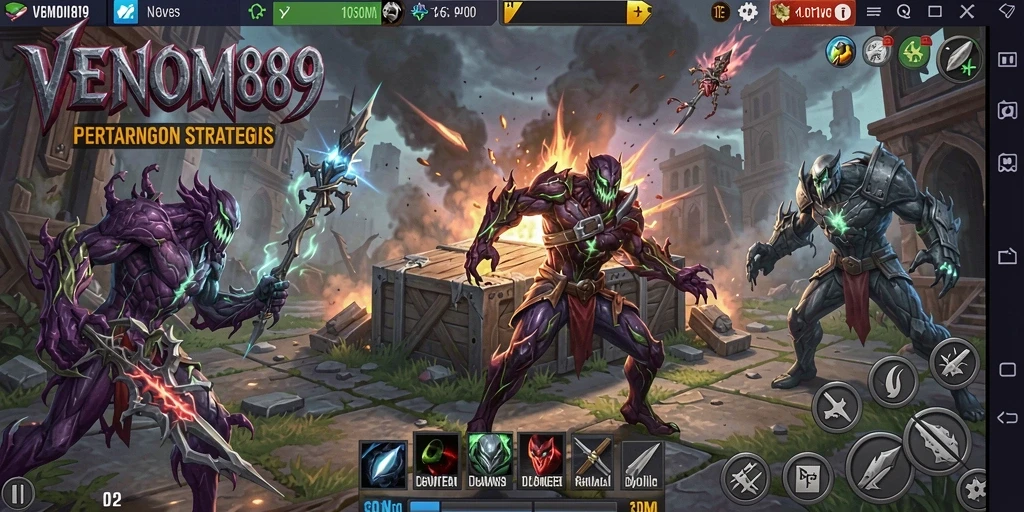 Tampilan gameplay menarik dari VENOM889 yang penuh strategi Tower Defense.