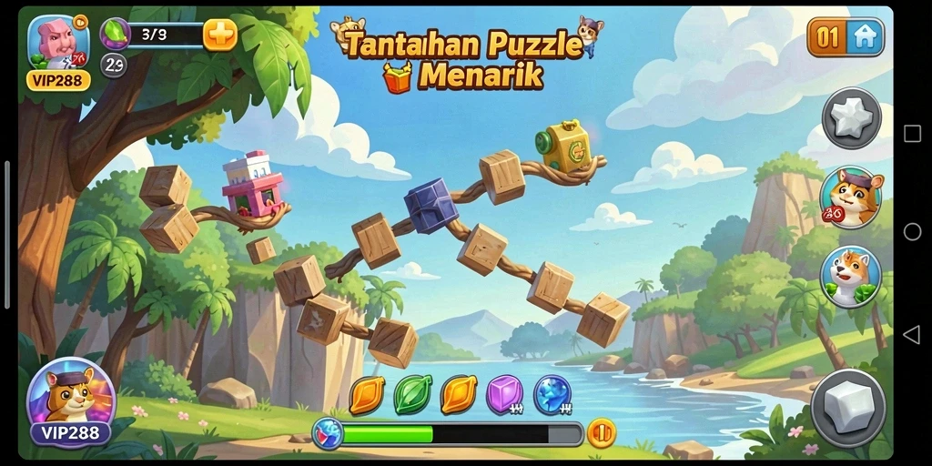 Tampilan gameplay dari VIP288 yang penuh warna dan menantang.