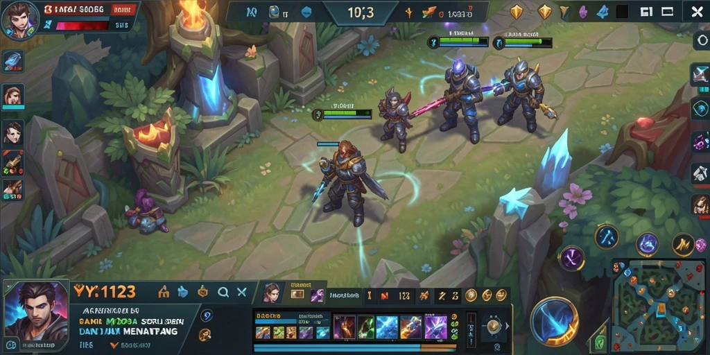 Gameplay YY123 yang menampilkan pertarungan tim yang mendebarkan.